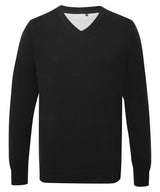 Men's cotton blend v-neck sweater — Black