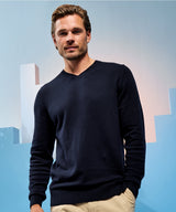 Men's cotton blend v-neck sweater — lifestyle