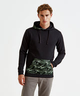 Men's camo trimmed hoodie — lifestyle