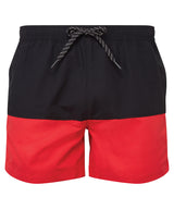 Block colour swim shorts — Black/Red