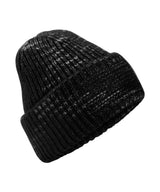 Chunky knit reverse patch beanie — Midnight Haze
