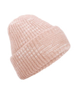Chunky knit reverse patch beanie — Strawberry Haze