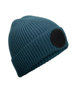 Circular fashion patch beanie — Airforce Blue/Black