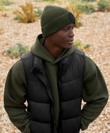 Circular fashion patch beanie — lifestyle