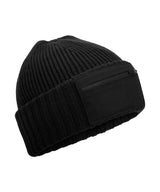 Zip patch beanie — Black