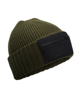 Zip patch beanie — Military Green/Black