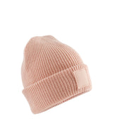 Kids deep cuffed tonal patch beanie — Peach