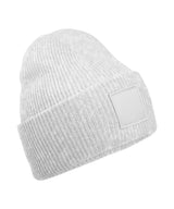 Deep-cuffed tonal patch beanie — Cloud Grey
