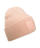 Deep-cuffed tonal patch beanie — Peach