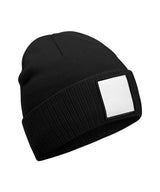 Appliqué patch beanie — Black/White