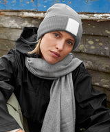 Appliqué patch beanie — lifestyle
