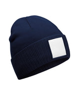 Appliqué patch beanie — Oxford Navy/White