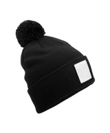 Appliqué patch pom beanie — Black/White