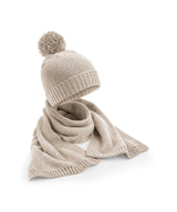 Knitted scarf and beanie gift set — Oatmeal Fleck