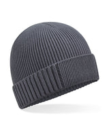 Organic cotton engineered patch beanie — Graphite Grey