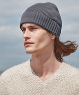 Organic cotton engineered patch beanie — lifestyle