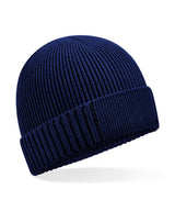 Organic cotton engineered patch beanie — Oxford Navy