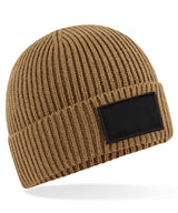 Fashion patch beanie — Biscuit/Black