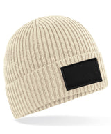 Fashion patch beanie — Oatmeal/Black