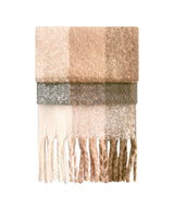 Fluffy check scarf — Brown Check