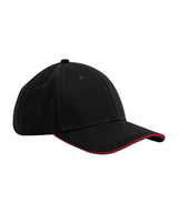 EarthAware® classic organic cotton 6-panel cap – sandwich peak — Black/Classic Red