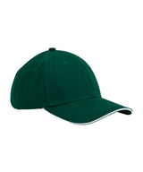 EarthAware® classic organic cotton 6-panel cap – sandwich peak — Bottle Green/White