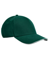 EarthAware® classic organic cotton 5-panel cap – sandwich peak — Bottle Green/White