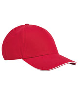 EarthAware® classic organic cotton 5-panel cap – sandwich peak — Classic Red/White