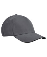 EarthAware® classic organic cotton 5-panel cap – sandwich peak — Graphite Grey/Black