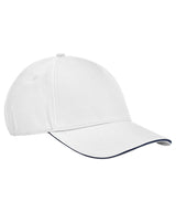 EarthAware® classic organic cotton 5-panel cap – sandwich peak — White/French Navy