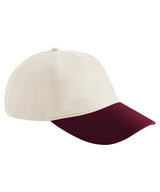 Contrast peak leisure cap — Natural/Burgundy