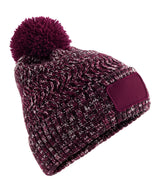 Ramble patch pom-pom beanie — Burgundy Twist