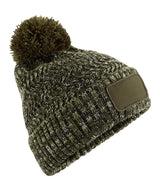 Ramble patch pom-pom beanie — Moss Green Twist
