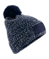 Ramble patch pom-pom beanie — Steel Blue Twist
