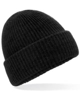 Cosy ribbed beanie — Black Marl