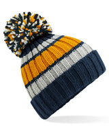 Hygge striped beanie — Dijon Blue