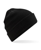 Organic cotton waffle beanie — Black