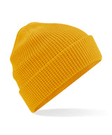 Organic cotton waffle beanie — Mustard