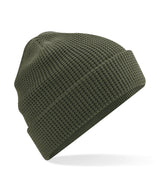Organic cotton waffle beanie — Olive Green