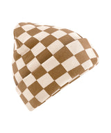 Checkerboard beanie — Biscuit/Almond