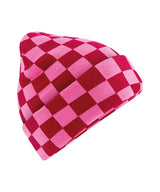 Checkerboard beanie — Classic Red/True Pink