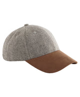 Suede peak herringbone cap — Brown Herringbone