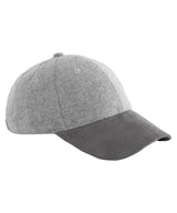 Suede peak herringbone cap — Charcoal Herringbone