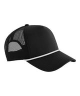 5-panel rope trucker — Black/White