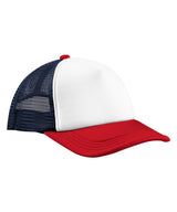 Retro 5-panel trucker — Navy/Red