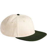 Contrast flat peak 6-panel cap — Natural/Dark Olive