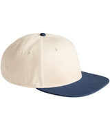 Contrast flat peak 6-panel cap — Natural/Navy