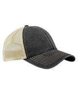 6-panel vintage trucker — Vintage Black/Stone