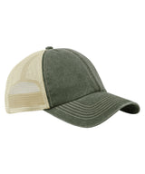 6-panel vintage trucker — Vintage Olive/Stone