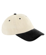 Contrast peak corduroy cap — Natural/Black